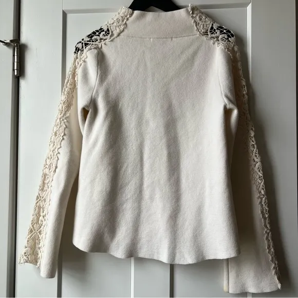 Anthropologie Knitted &amp; Knotted Cashmere Lace Sleeve Sweater | Size Medium