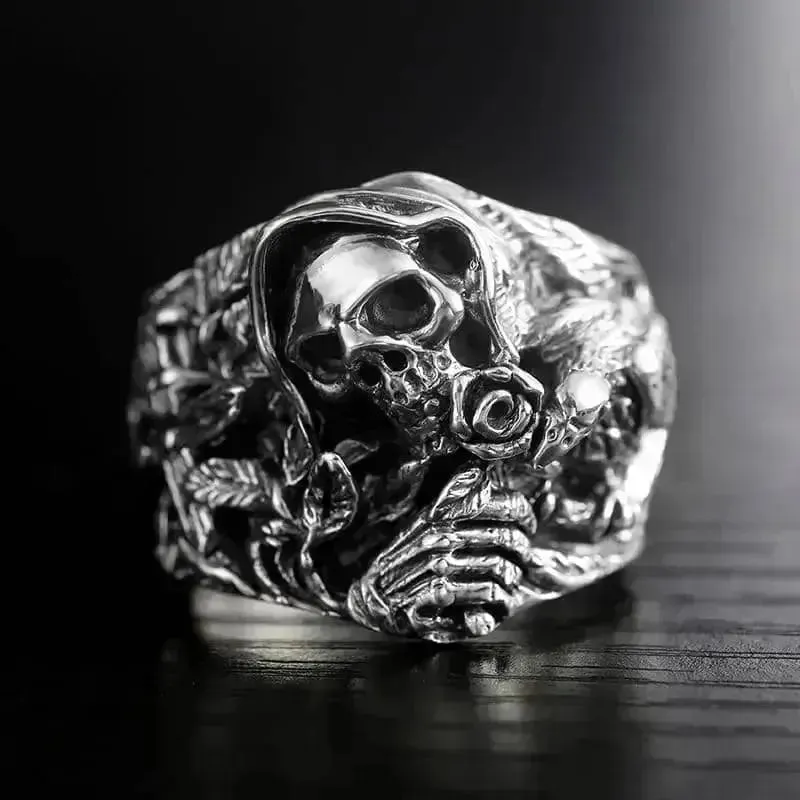 Bague motard - Tête de mort gothique (Argent)