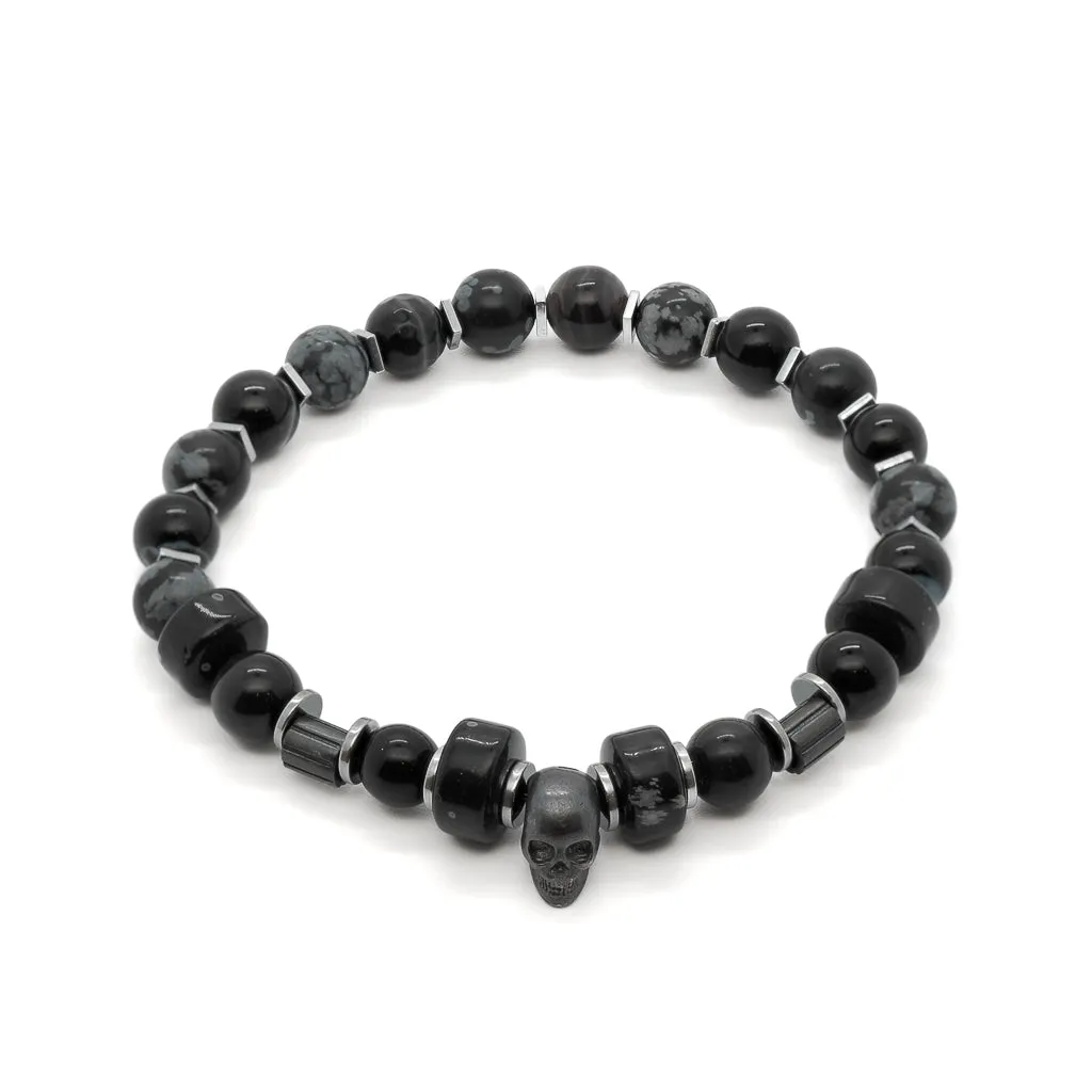 Biker Skull Black Beaded Bracelet