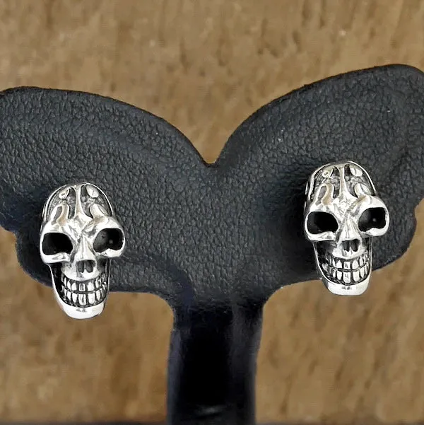 Biker Tribal Skull Earrings Sterling Silver Jewelry 1-Pair