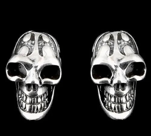Biker Tribal Skull Earrings Sterling Silver Jewelry 1-Pair