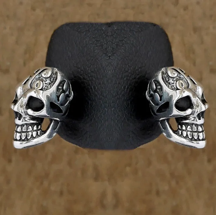 Biker Tribal Skull Earrings Sterling Silver Jewelry 1-Pair