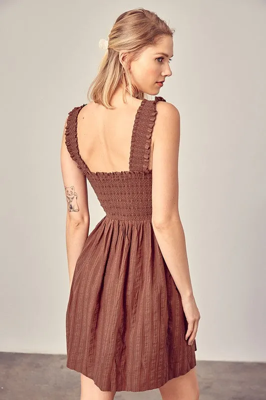 BILLY SMOCKED RUFFLE DETAIL DRESS