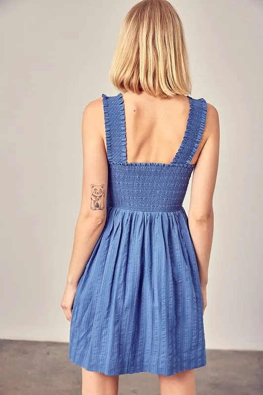 BILLY SMOCKED RUFFLE DETAIL DRESS