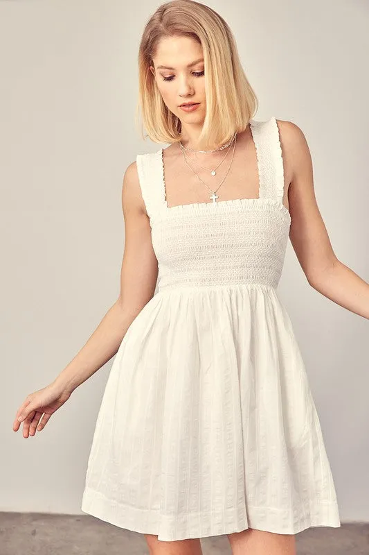 BILLY SMOCKED RUFFLE DETAIL DRESS