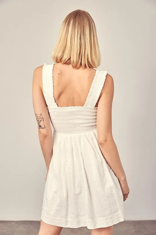 BILLY SMOCKED RUFFLE DETAIL DRESS