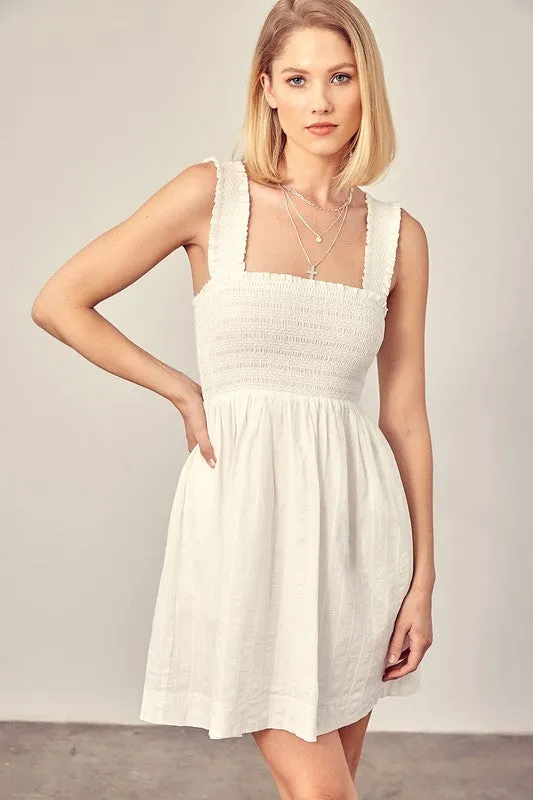 BILLY SMOCKED RUFFLE DETAIL DRESS