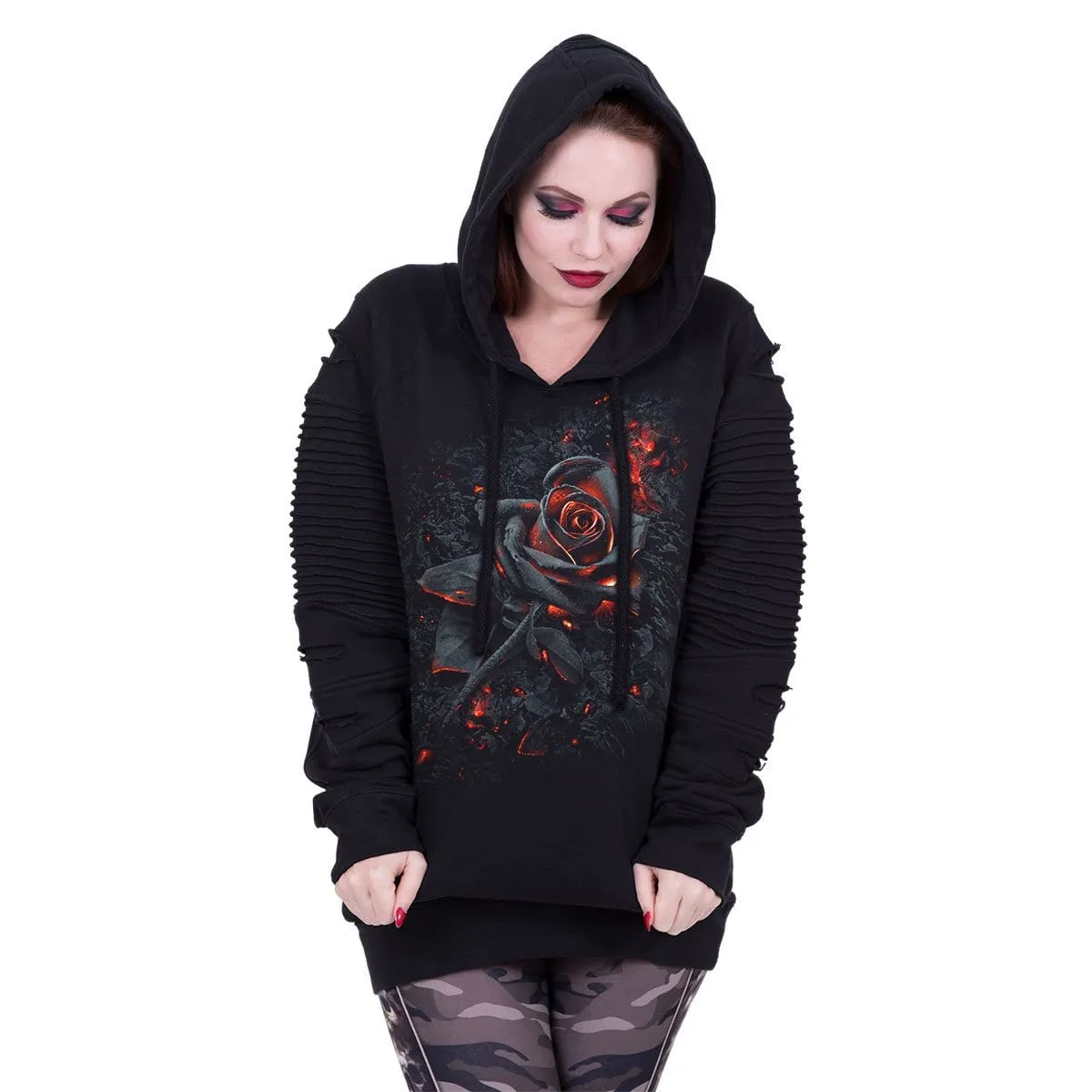 BURNT ROSE - Premium Biker Fashion Ladies Hoody