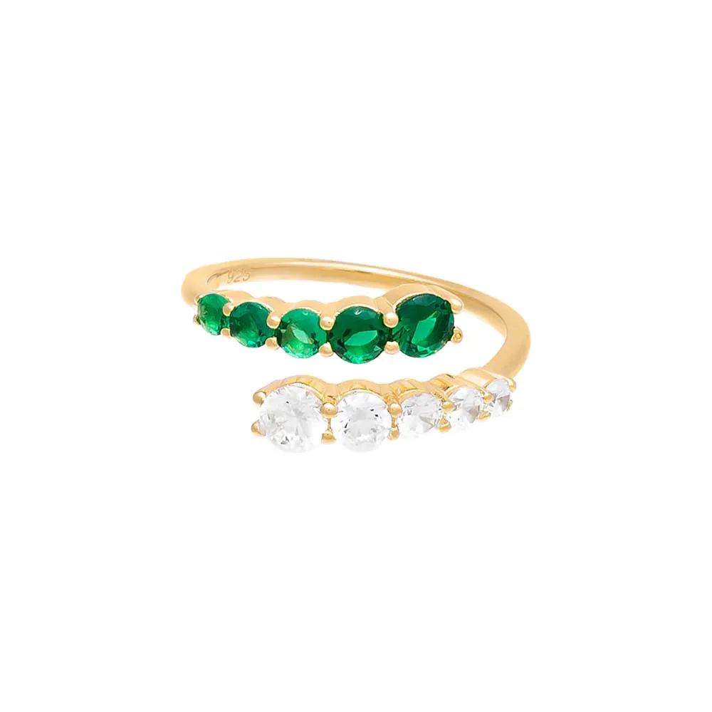 Colored Graduated CZ Wrap Ring