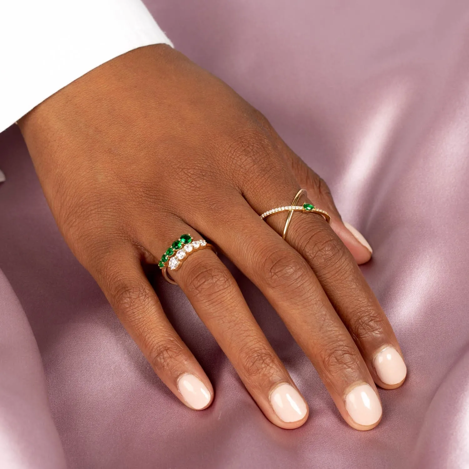 Colored Graduated CZ Wrap Ring