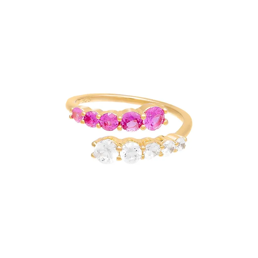 Colored Graduated CZ Wrap Ring