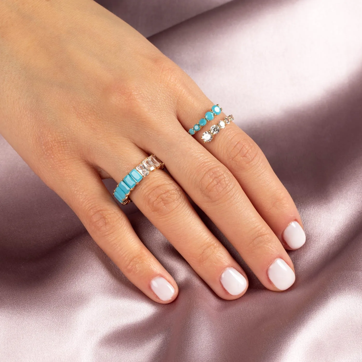 Colored Graduated CZ Wrap Ring