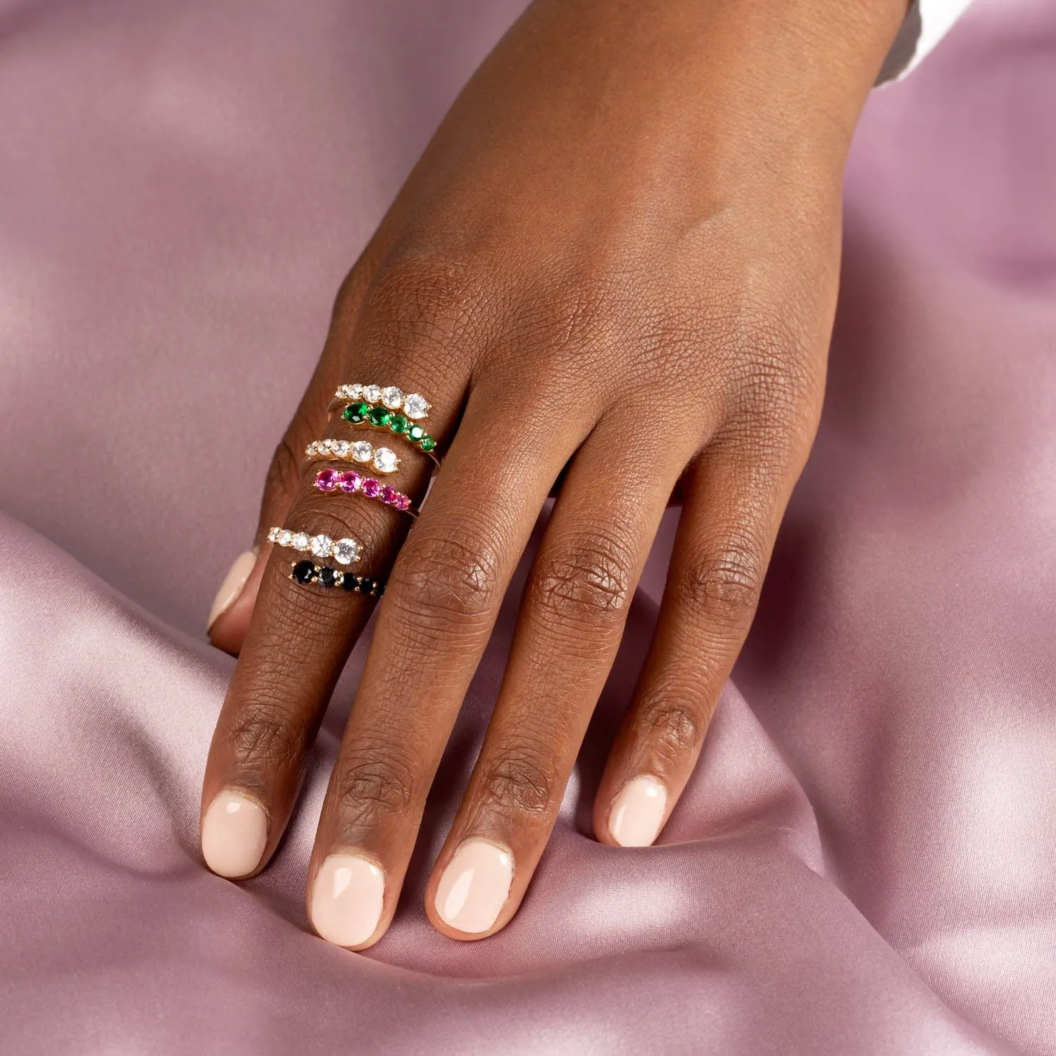 Colored Graduated CZ Wrap Ring