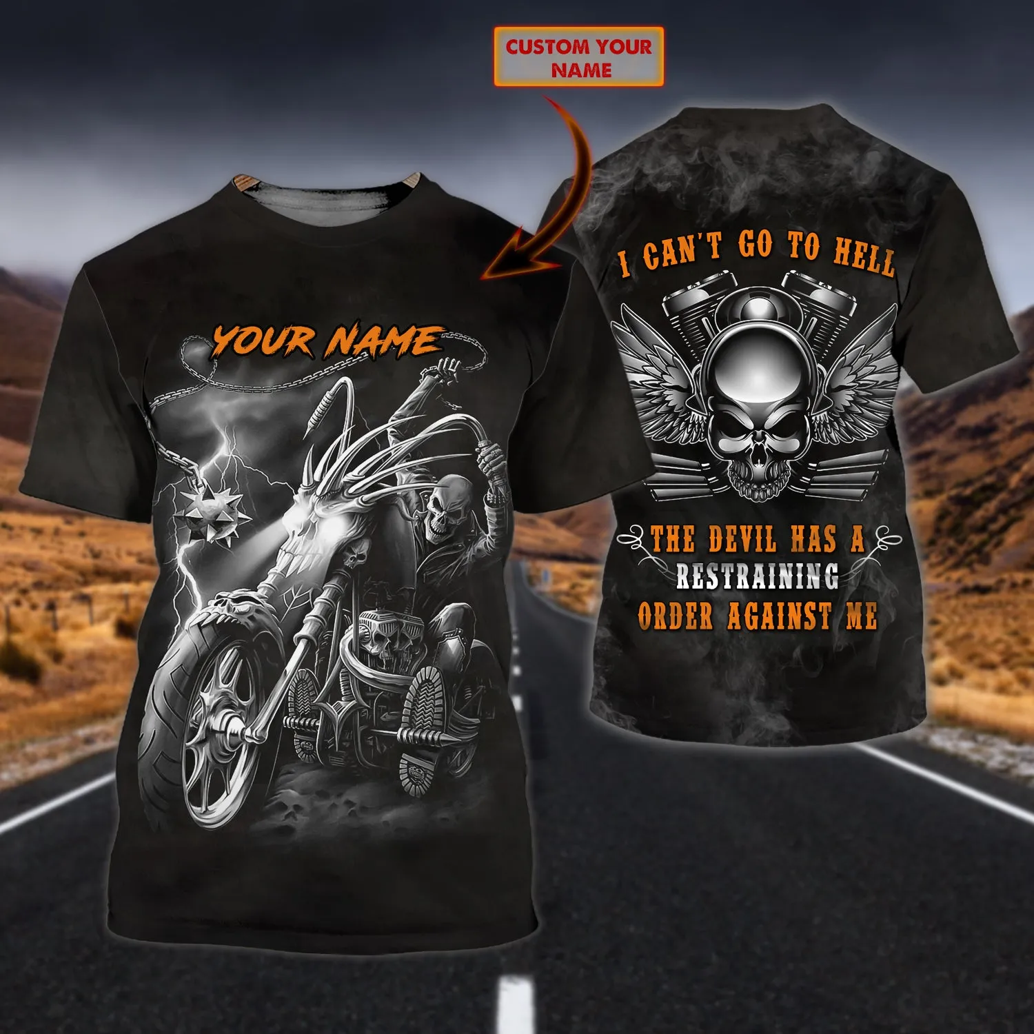 Custom Name-Tshirt-Biker-I can't go hell-HTV