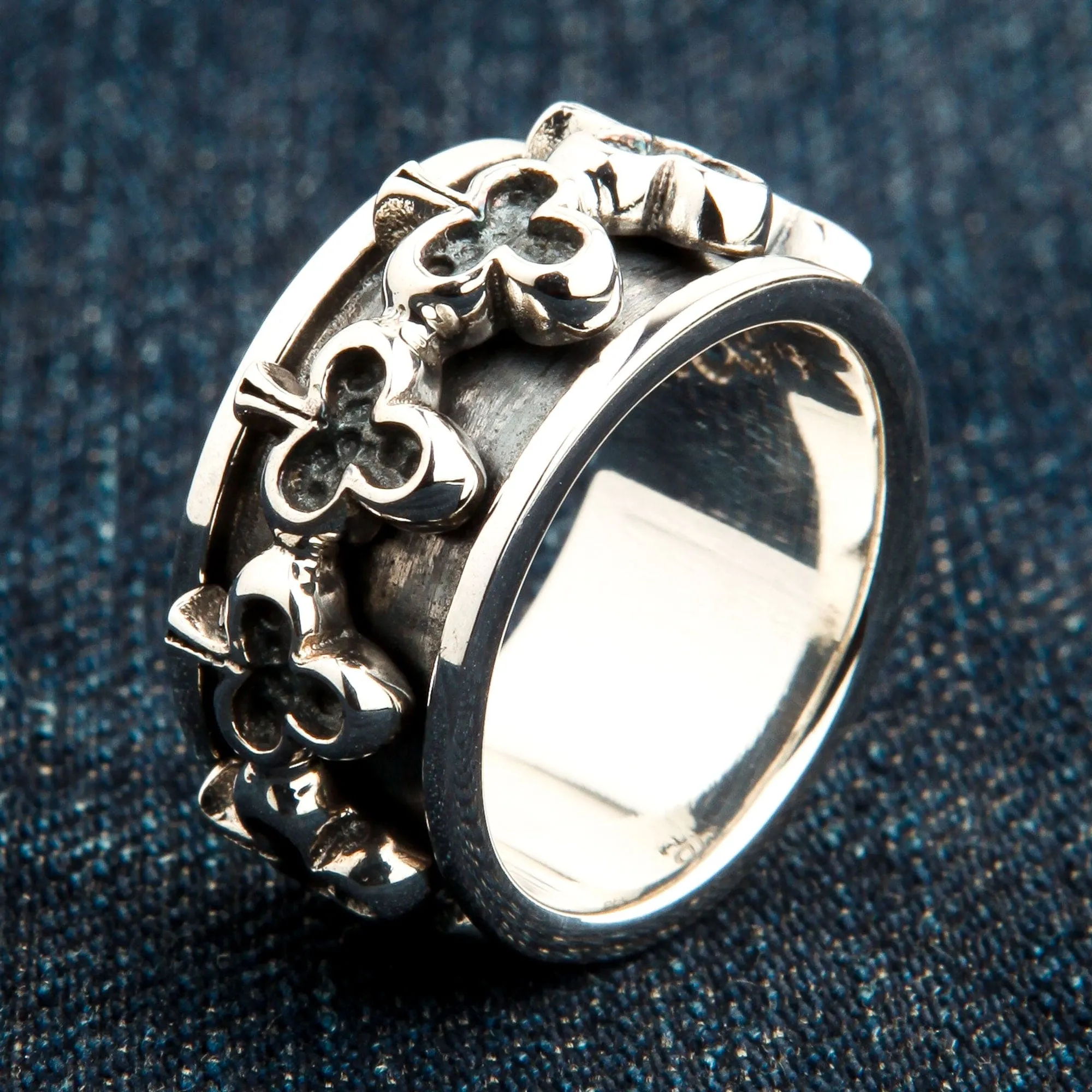 Gambling Club Sterling Silver Spinner Ring