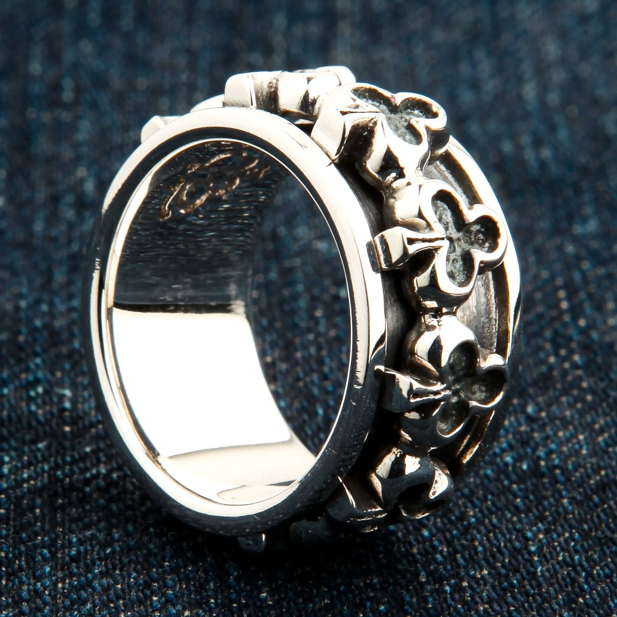 Gambling Club Sterling Silver Spinner Ring