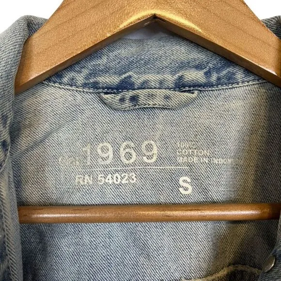 Gap Blue Denim Jacket Unisex Adults Small Cotton Button Basic Outerwear