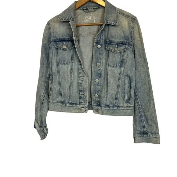 Gap Blue Denim Jacket Unisex Adults Small Cotton Button Basic Outerwear