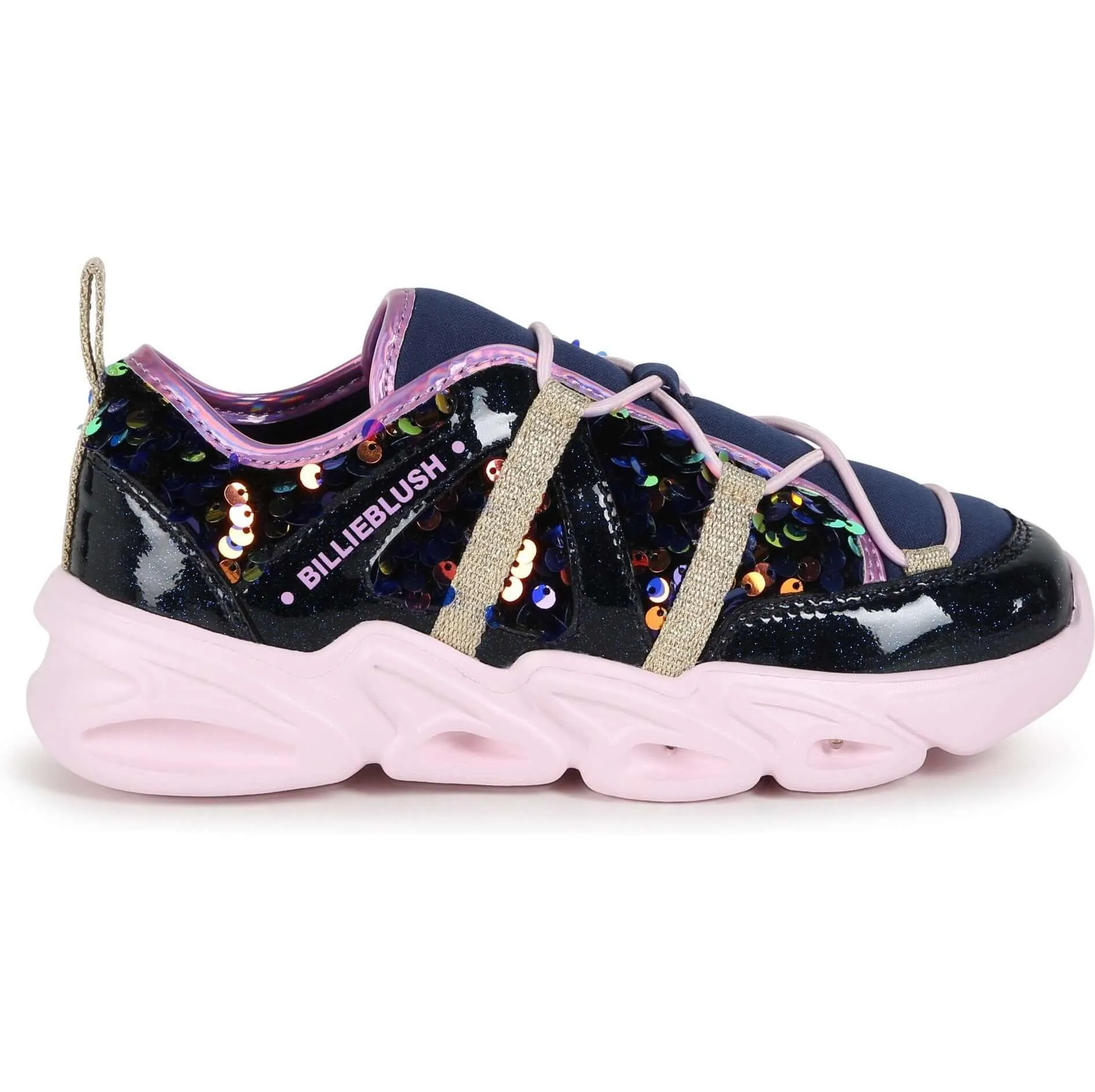 Girls Navy Sequin Trainers