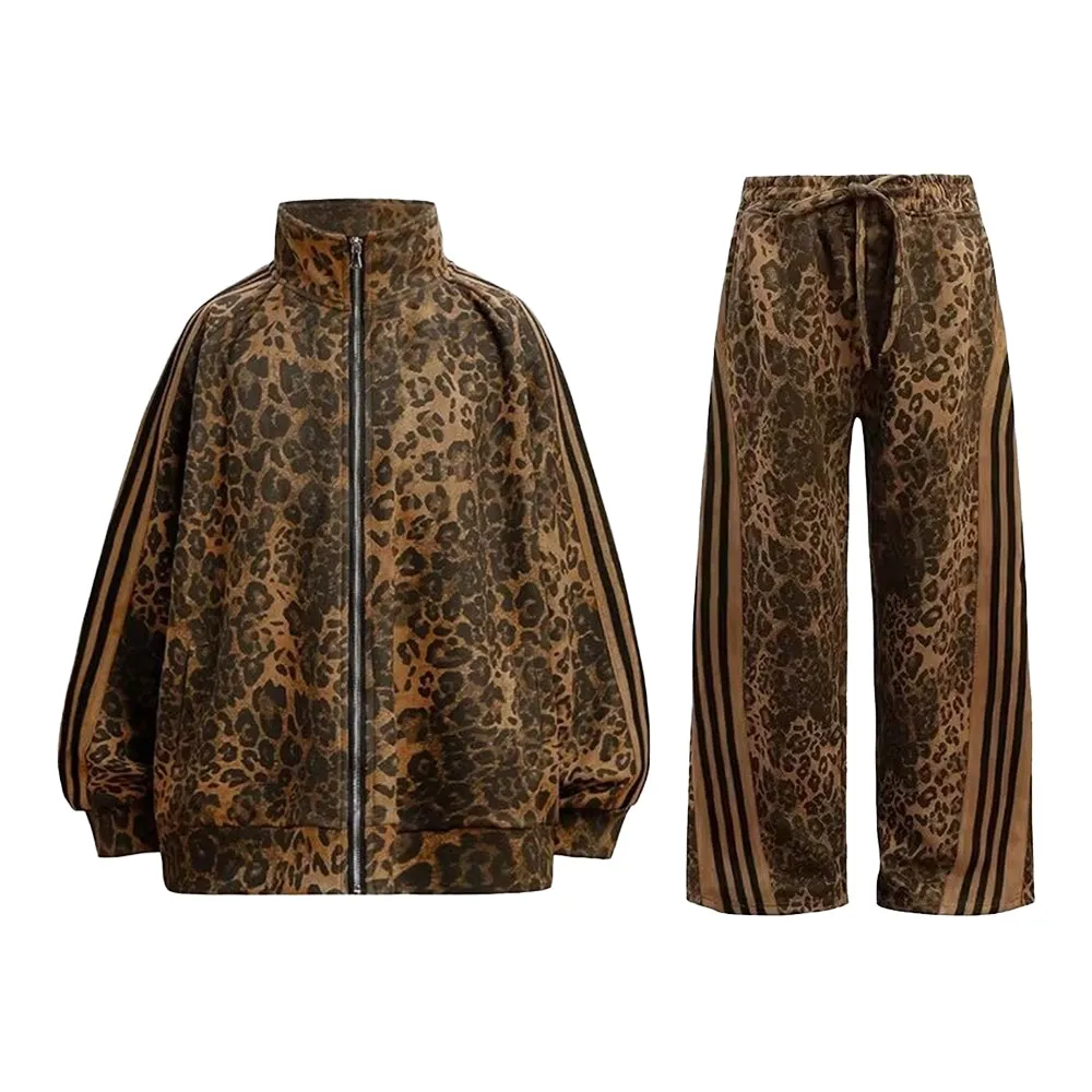 High Street Leopard Print Tracksuit - Brown