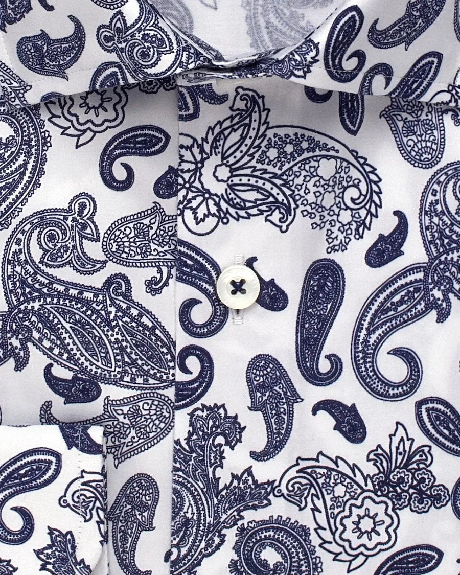 Large Navy Paisley Print