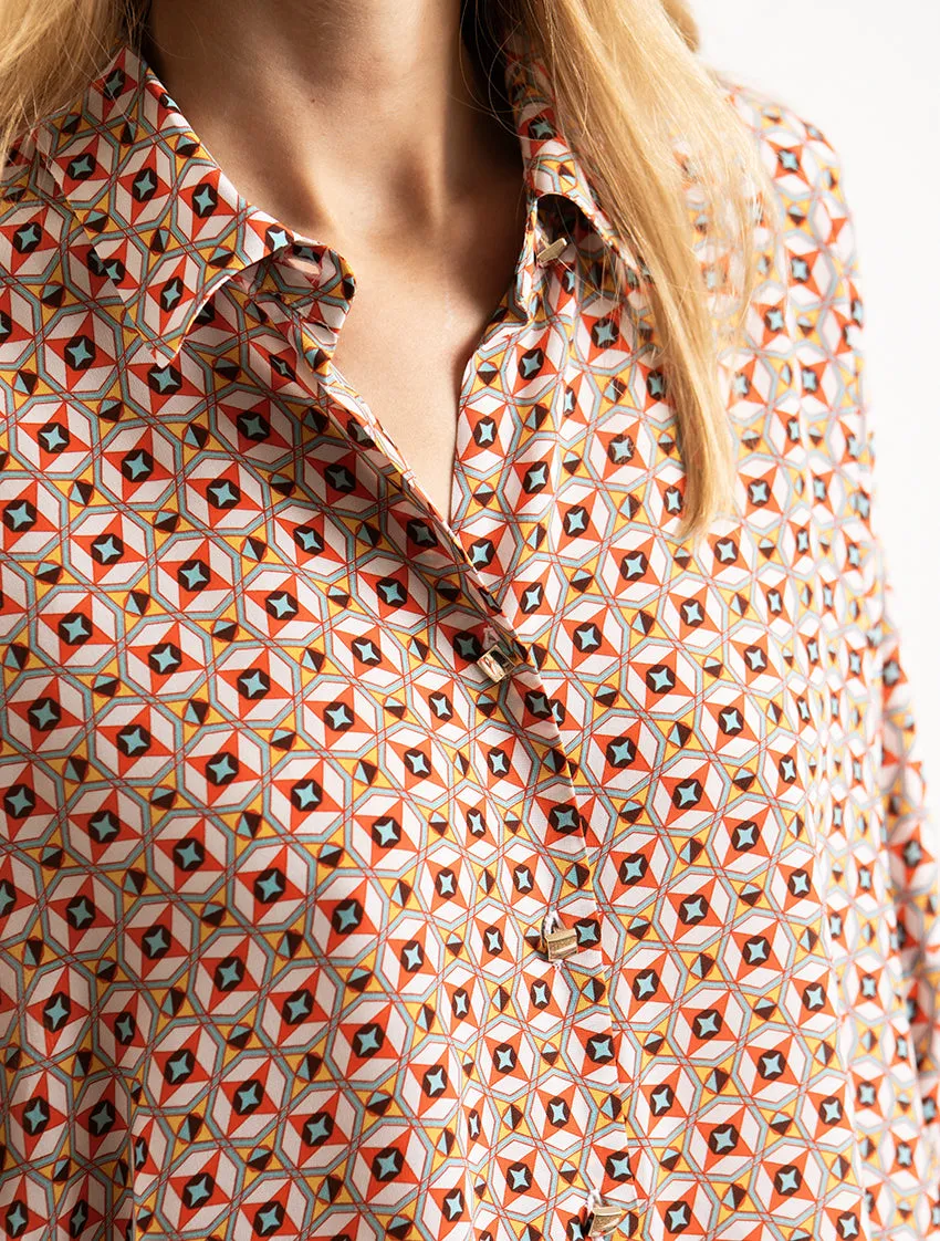 Lea tie orange print