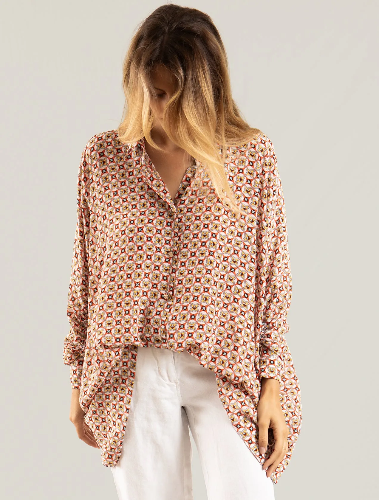 Lea tie orange print