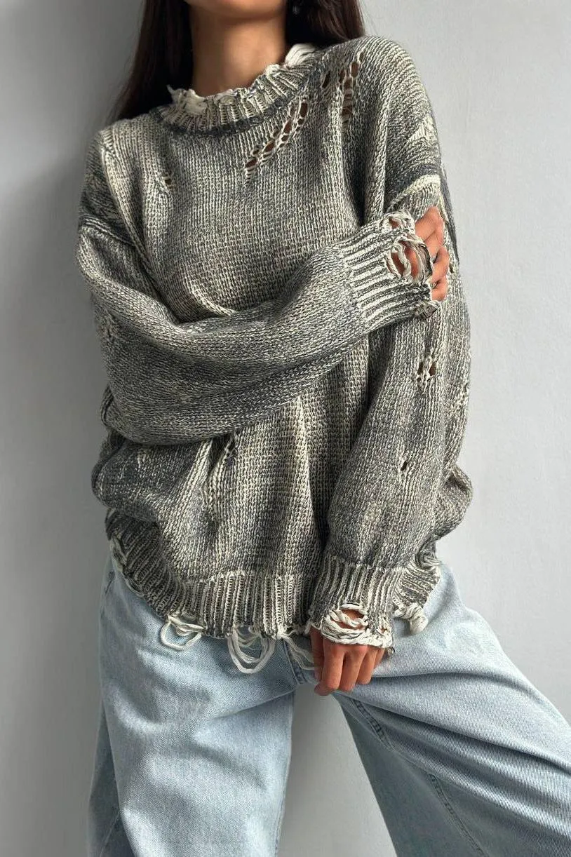 Loose Casual Hollow Knitted Sweater Outerwear