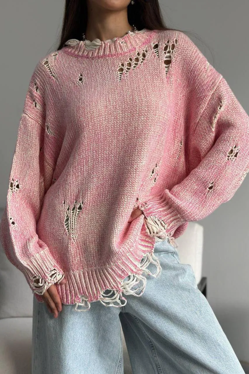 Loose Casual Hollow Knitted Sweater Outerwear