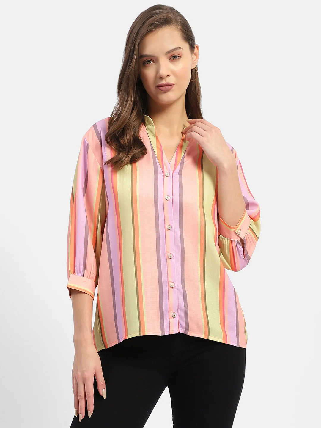 Madame Striped Orange Regular Top