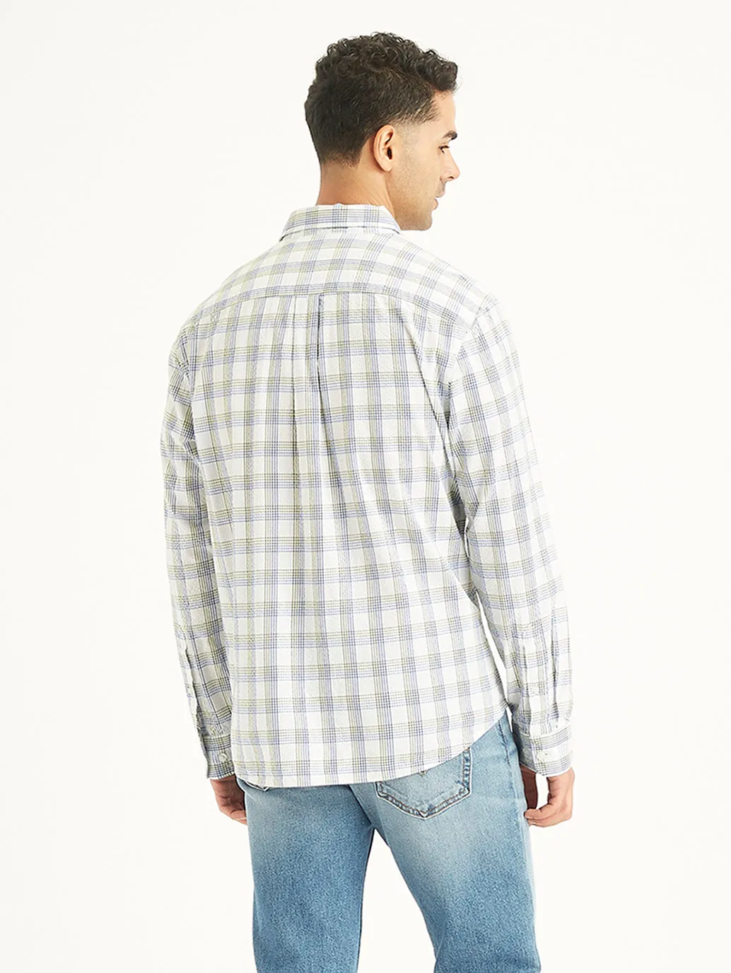 Men's Checkered Spread Collar Shirt