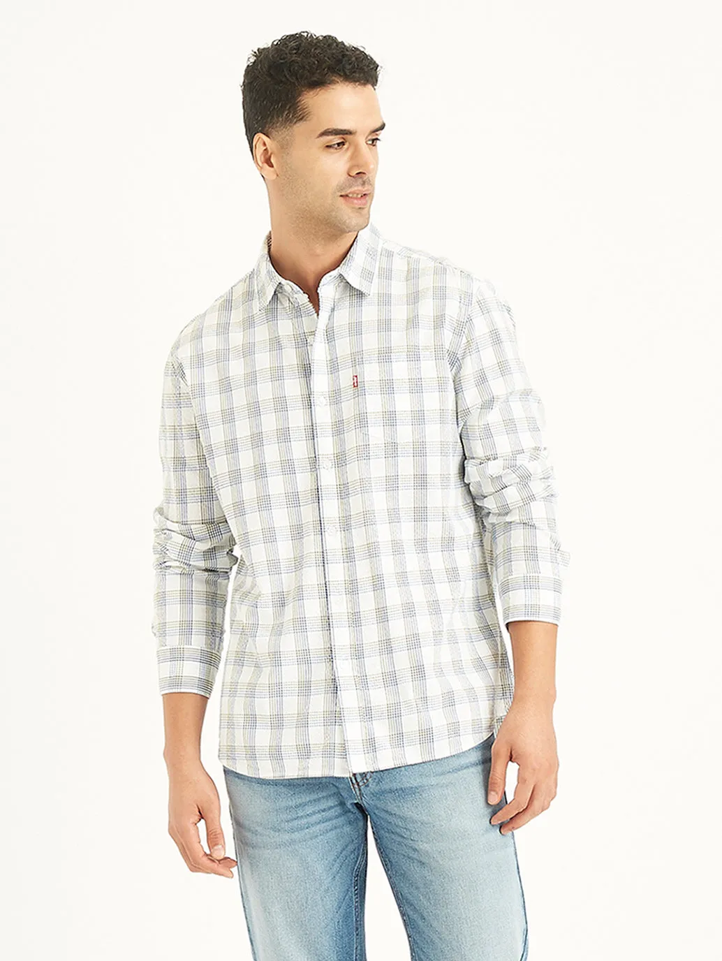 Men's Checkered Spread Collar Shirt