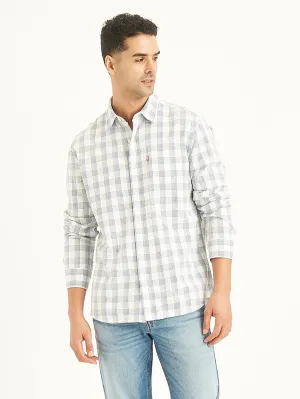 Men's Checkered Spread Collar Shirt