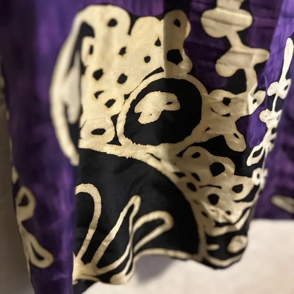 MUI MUI Purple and Cream 100% Silk Dress size 8 vacation beach hawaii