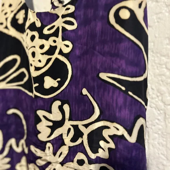 MUI MUI Purple and Cream 100% Silk Dress size 8 vacation beach hawaii