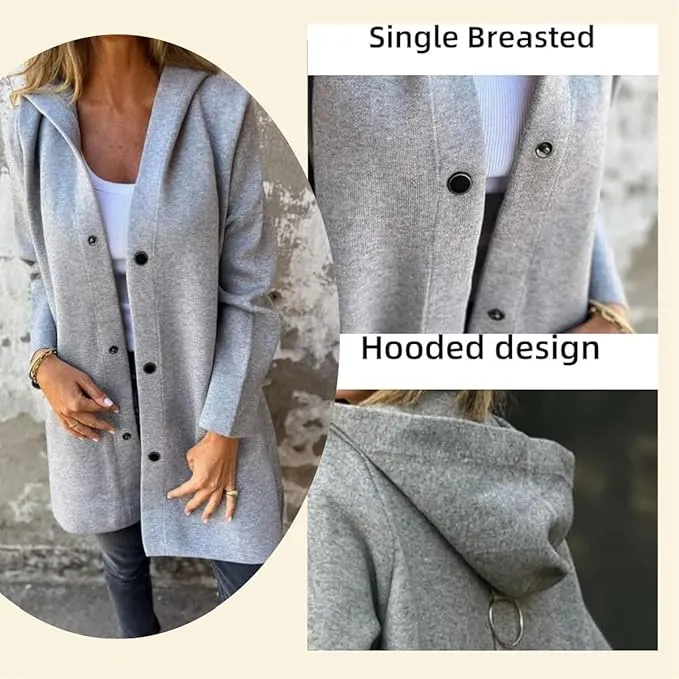 NEW Non Duality Button-Up Hooded Cardigan Sweater, Rose Red, Fits Xl/XXL