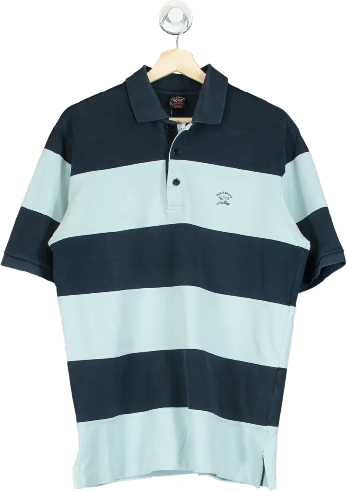 Paul & Shark Blue Stripe Polo Shirt UK L