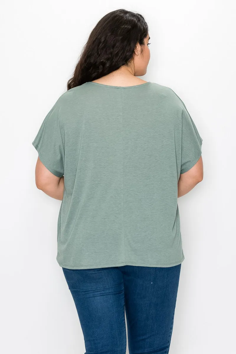 Perseption V-Neck Crisscross Cutout Twist Front Knit Blouse