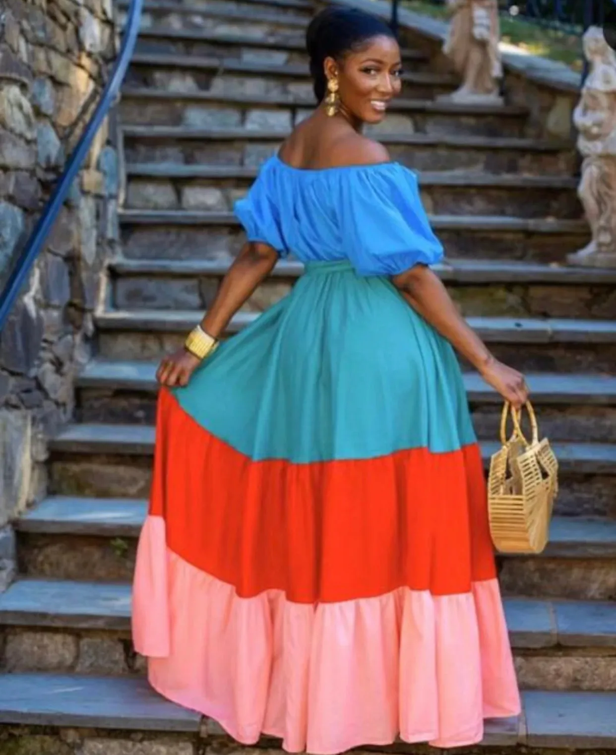 PLUS Sizes ‼️Color Block Maxi Dress with Belt