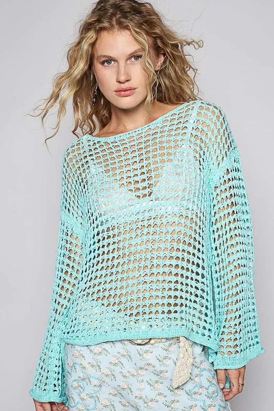 POL Perfectly Knit Top- Aqua Mint