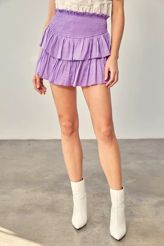 Purple Smocking Skirt with Shorts