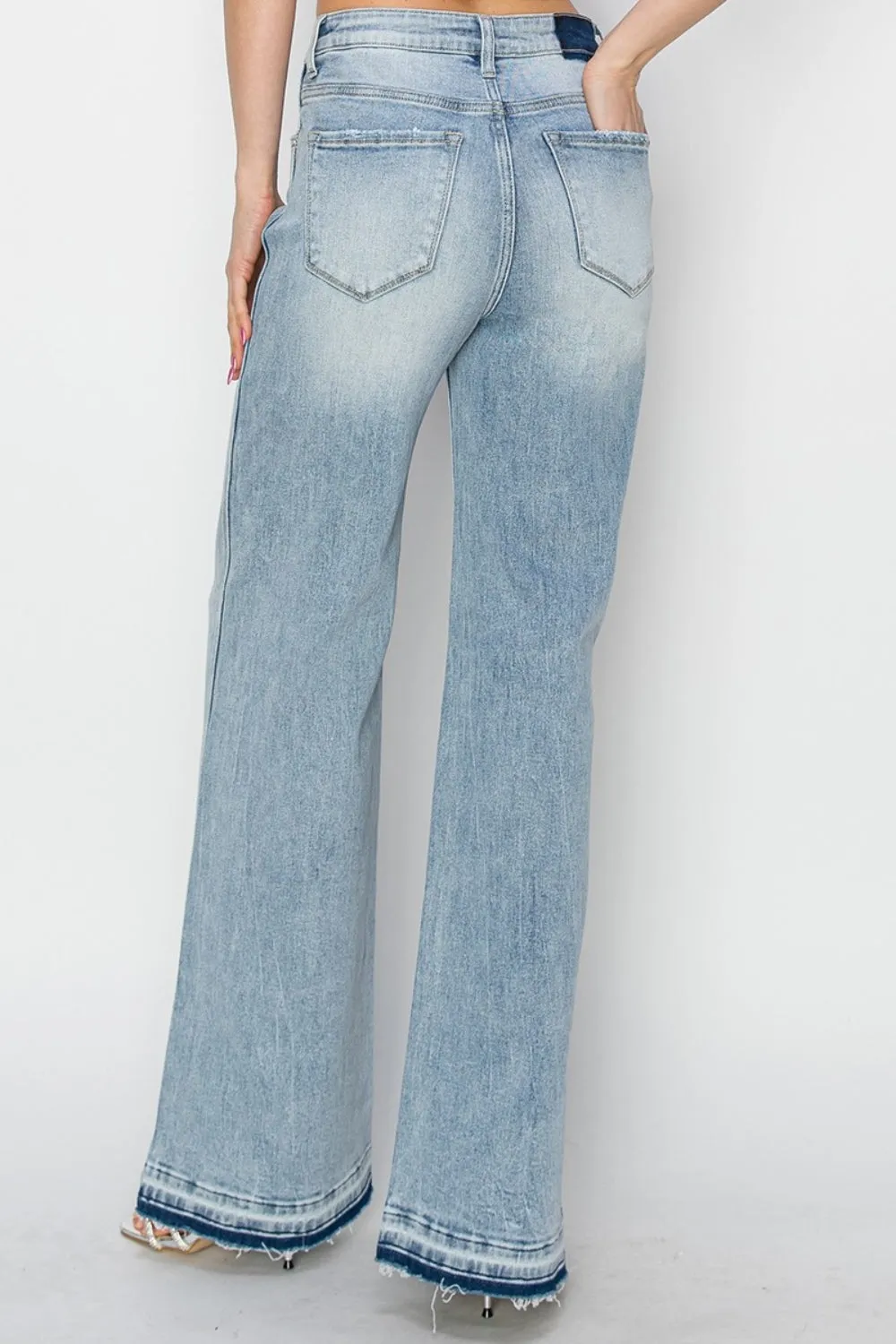 Risen Light Wash High Rise Wide Leg Jeans