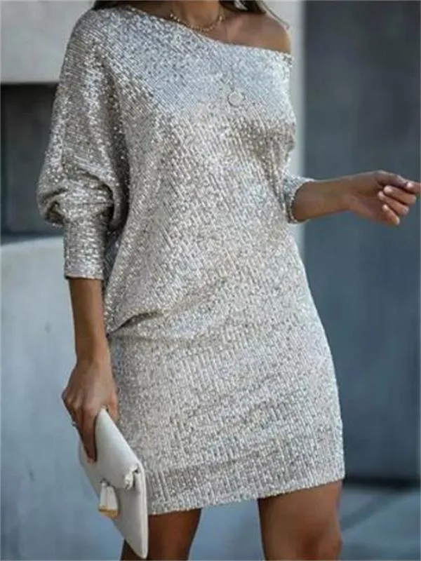Sliver sequined leisure dress