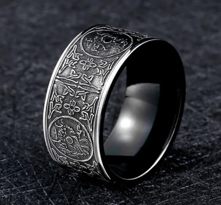 Stainless Steel - Asian Inspired Band Ring 316L