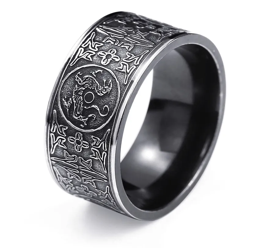 Stainless Steel - Asian Inspired Band Ring 316L