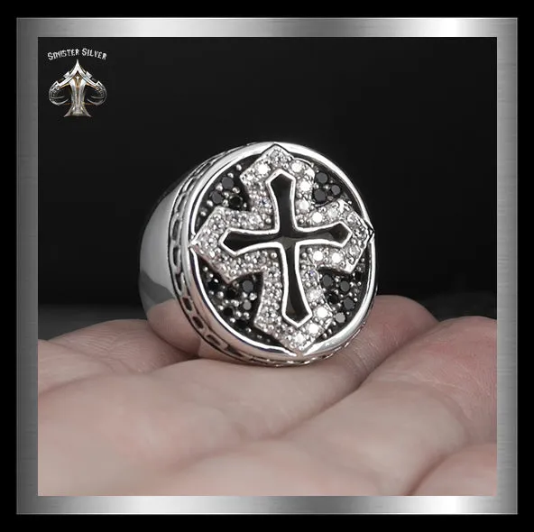 Sterling Silver 35 Gram Medieval Biker Knights Cross Ring