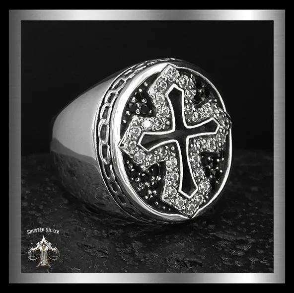 Sterling Silver 35 Gram Medieval Biker Knights Cross Ring
