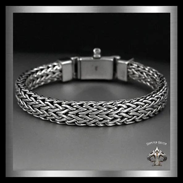 Sterling Silver Biker Bracelet Viking Dragon Weave