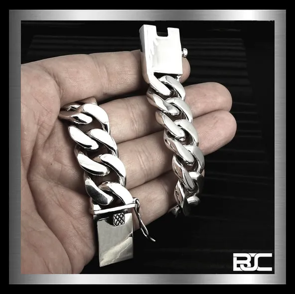 Sterling Silver Cuban Curb 5 Oz Biker Mens Bracelet