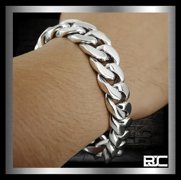 Sterling Silver Cuban Curb 5 Oz Biker Mens Bracelet